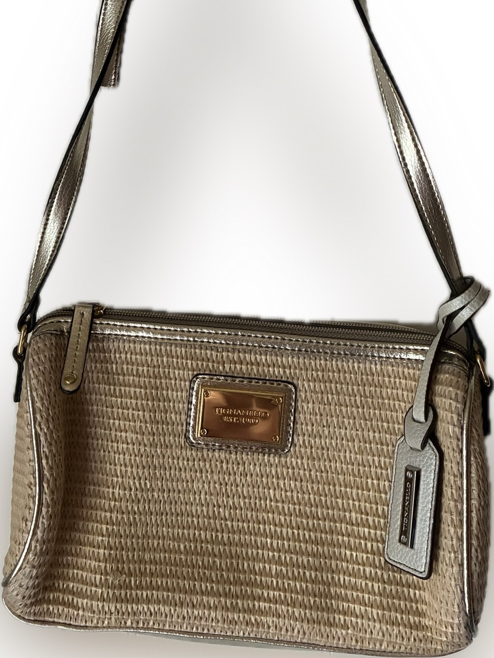 Vintage Tignanello Metallic Gold Woven Shoulder Bag Y2K Purse